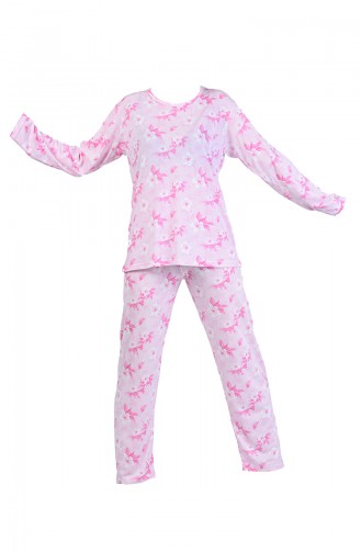 Gemusterter Langarm Pyjama Set  6000-02 Pink 6000-02