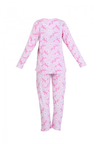 Gemusterter Langarm Pyjama Set  6000-02 Pink 6000-02
