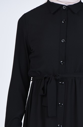 Button-down Belted Dress 0006-01 Black 0006-01