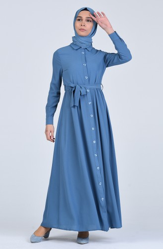 Button-down Belted Dress 0006-02 Indigo 0006-02