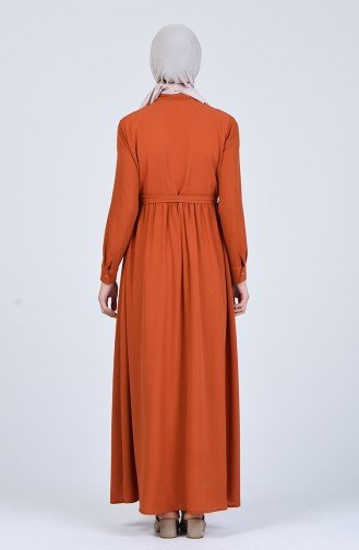 Ziegelrot Hijab Kleider 0006-05