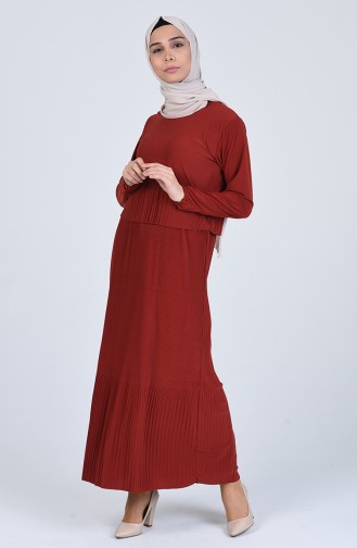 Ziegelrot Hijab Kleider 1001-04