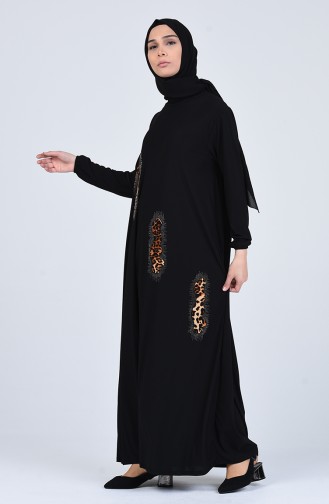 Schwarz Hijab Kleider 1004-01