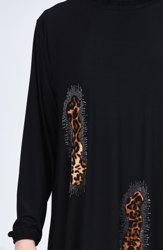 Taş Baskılı Sandy Elbise 1004-01 Siyah