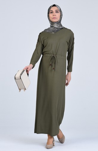 Pleated Waist Dress 1007-04 Khaki 1007-04