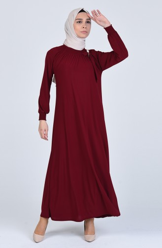 Weinrot Hijab Kleider 1014-01