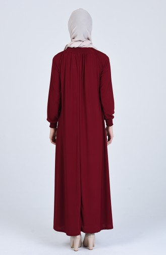 Weinrot Hijab Kleider 1014-01