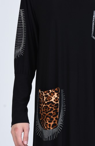 Taş Baskılı Sandy Elbise 1015-01 Siyah