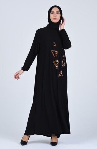 Schwarz Hijab Kleider 1016-01