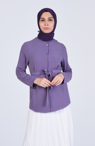 Aerobin Fabric Belted Shirt 1425-01 Lilac 1425-01