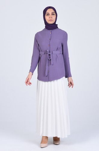 Aerobin Fabric Belted Shirt 1425-01 Lilac 1425-01