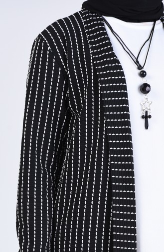 Bluse Jacke Zweier Anzug mit Halskette 1424A-01 Schwarz Naturfarbe 1424A-01