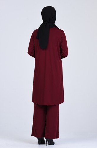 Payet Detaylı Tunik Pantolon İkili Takım 0042-01 Bordo