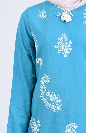 Chile Fabric Print Dress 0044-04 Turquoise 0044-04