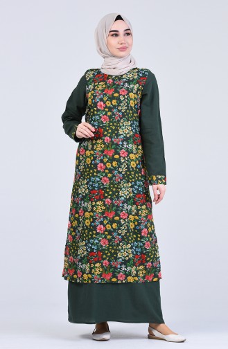 Chile Cloth Patterned Dress 1111-03 Khaki 1111-03
