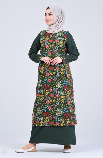 Chile Cloth Patterned Dress 1111-03 Khaki 1111-03