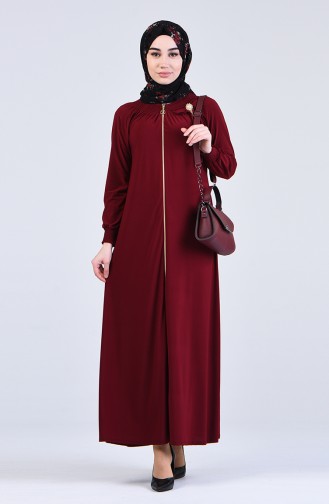 Weinrot Hijab Kleider 1013-03