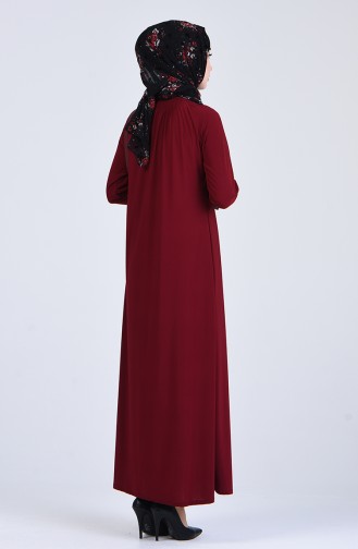 Weinrot Hijab Kleider 1013-03