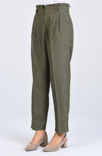 Straight Leg Pants with Pockets 1122-02 Khaki 1122-02