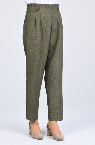 Straight Leg Pants with Pockets 1122-02 Khaki 1122-02
