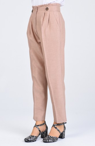 Straight Leg Trousers with Pockets 1122-03 Beige 1122-03