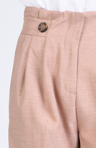 Straight Leg Trousers with Pockets 1122-03 Beige 1122-03