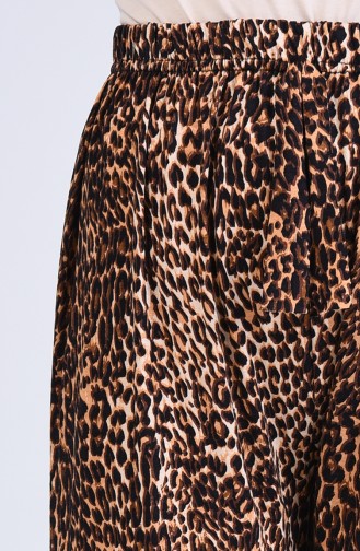 Leopard Print Viscose Trousers 8063-01 Brown 8063-01