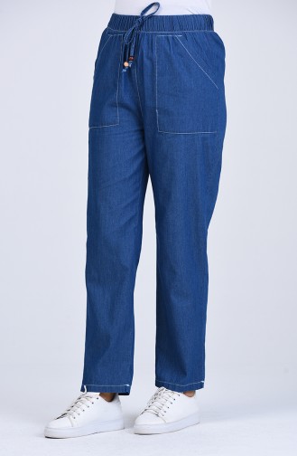 Jeans Hose mit Tasche 4048-02 Dunkelblau 4048-02