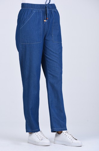 Jeans with Pockets 4048-02 Navy Blue 4048-02