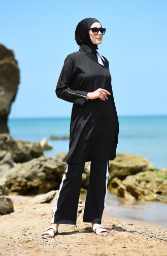 Schwarz Hijab Badeanzug 19365-01