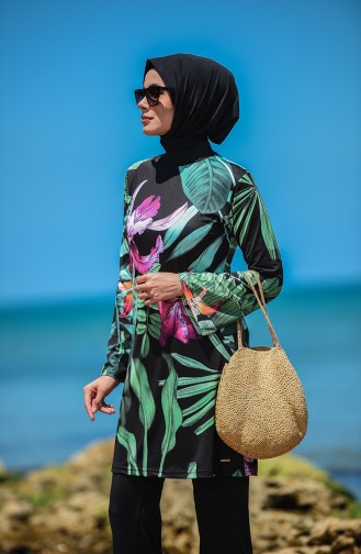Schwarz Hijab Badeanzug 20117-01