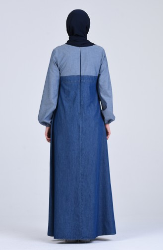 Denim Dress with Pockets 4001-01 Navy Blue 4001-01