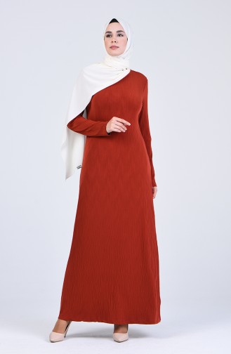 Ziegelrot Hijab Kleider 7010-06