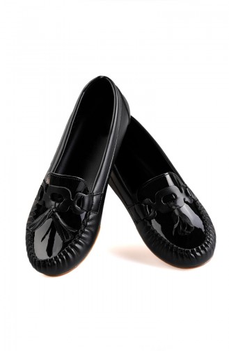 حذاء مسطح أسود 0144-08