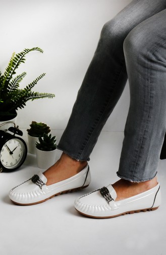 White Women`s Flats 0148-11