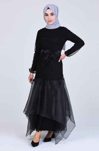Schwarz Hijab-Abendkleider 12023-01