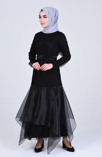 Schwarz Hijab-Abendkleider 12023-01