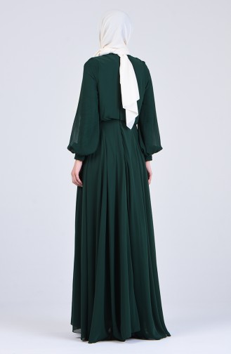 Emerald Green Hijab Evening Dress 5160-02
