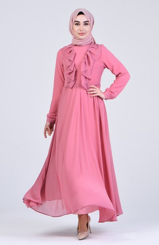 Beige-Rose Hijab Kleider 4297-02