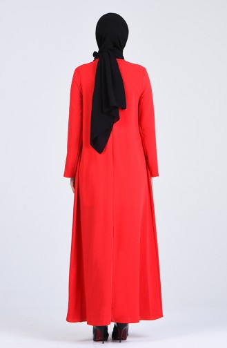 Kolyeli Elbise 0083-01 Kırmızı