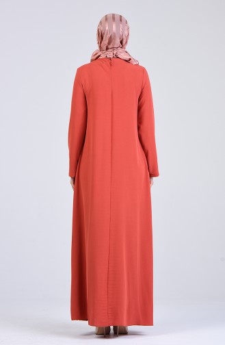 Ziegelrot Hijab Kleider 0083-03