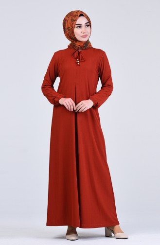 Ziegelrot Hijab Kleider 6510-05