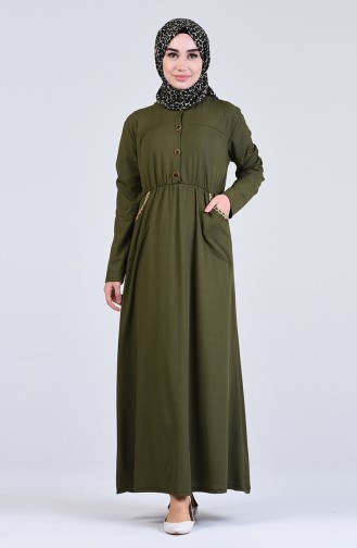 Khaki Hijab Kleider 6571-01