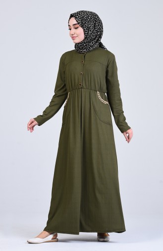 Khaki Hijab Dress 6571-01