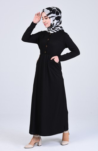 Schwarz Hijab Kleider 6571-04