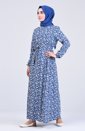 Floral Print Dress 6573-04 Indigo 6573-04