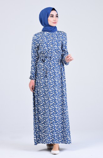 Floral Print Dress 6573-04 Indigo 6573-04