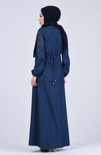 Dunkelblau Hijab Kleider 4122-01