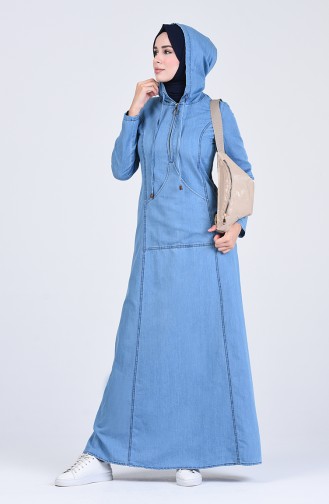 Hooded Denim Dress 4129-01 Denim Blue 4129-01