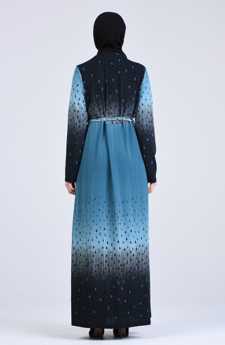 Pattern Belted Dress 5708k-03 Water Green 5708K-03